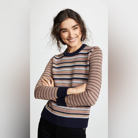 Tory Burch Sweaters - Tory Burch Metallic Lurex Stripe Women’s‎ Sweater Small •P